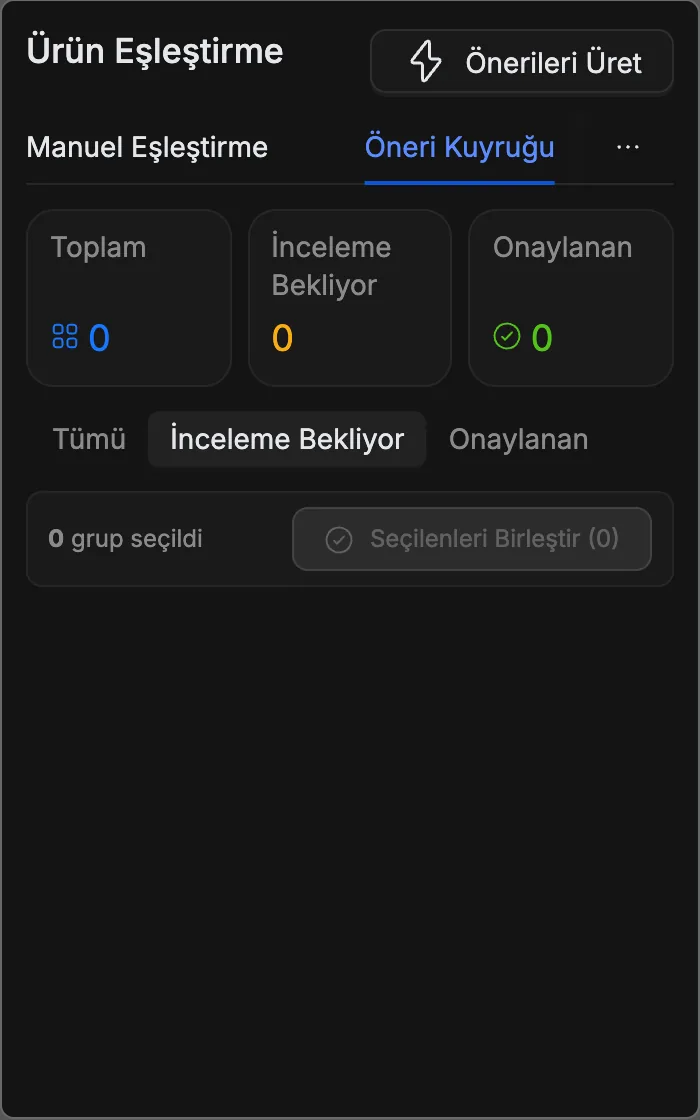 Ürün eşleştirme demosu önizlemesi