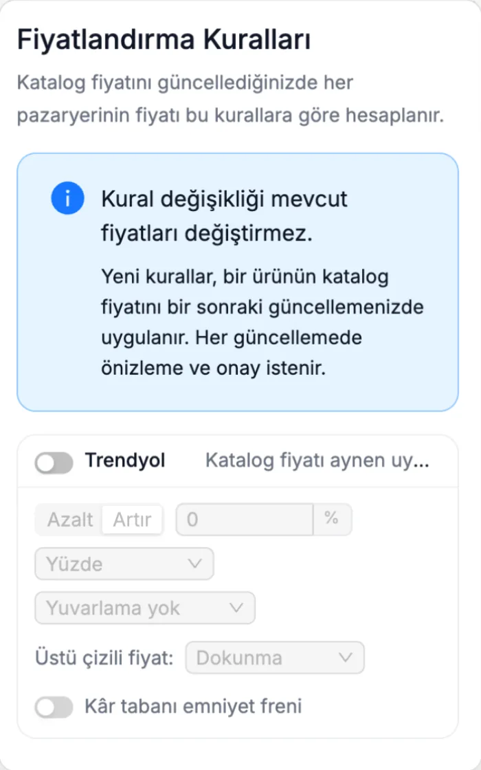 Fiyat kuralları demosu önizlemesi